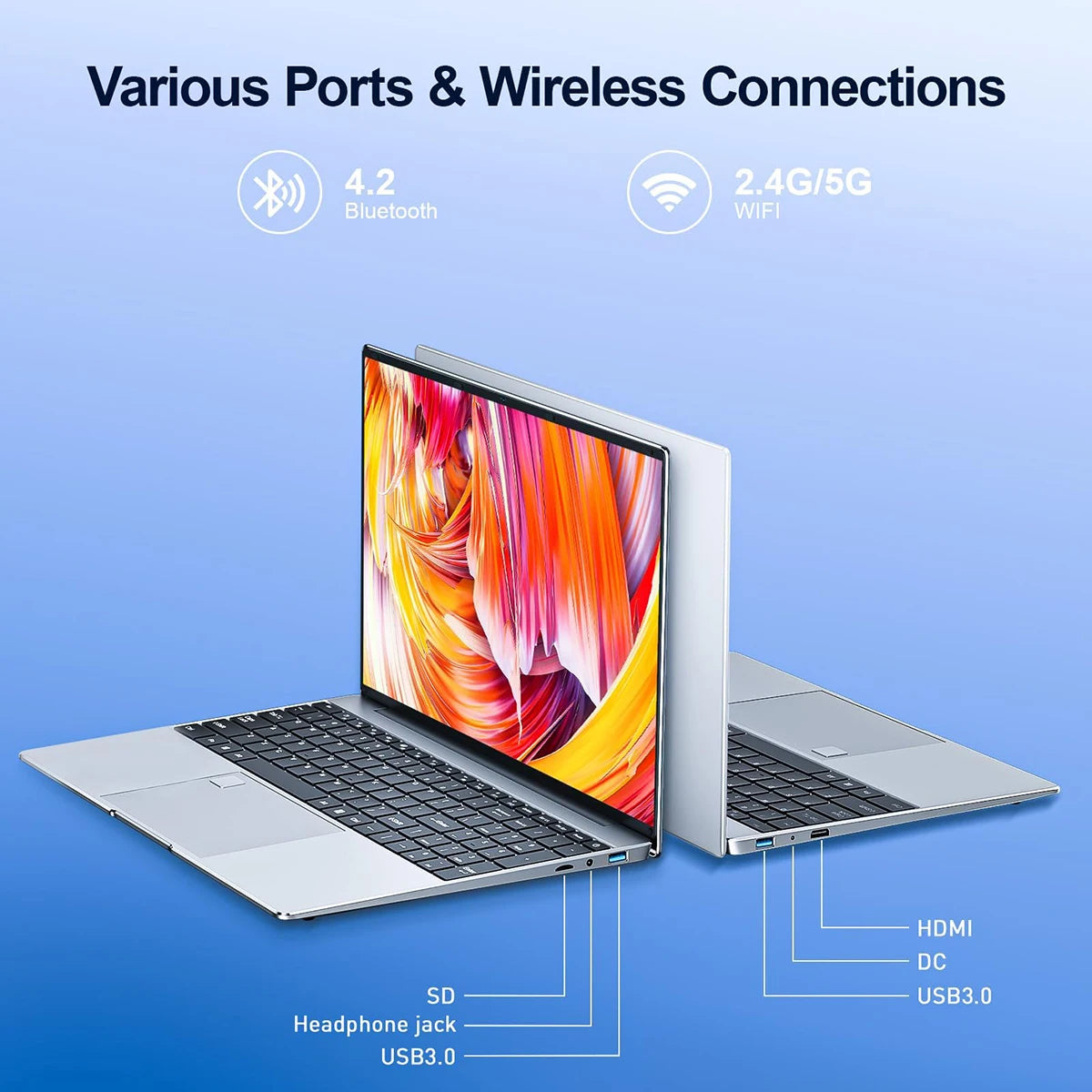 15.6" Portable Laptop, 32GB RAM, 2TB SSD, Windows 11, 4K, Backlit, Fingerprint, Intel N5095
