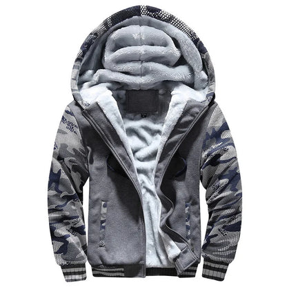 Men's Camouflage Fleece Jacket – Thick, Warm & Stylish Winter Coat