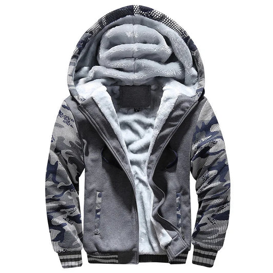 Men's Camouflage Fleece Jacket – Thick, Warm & Stylish Winter Coat