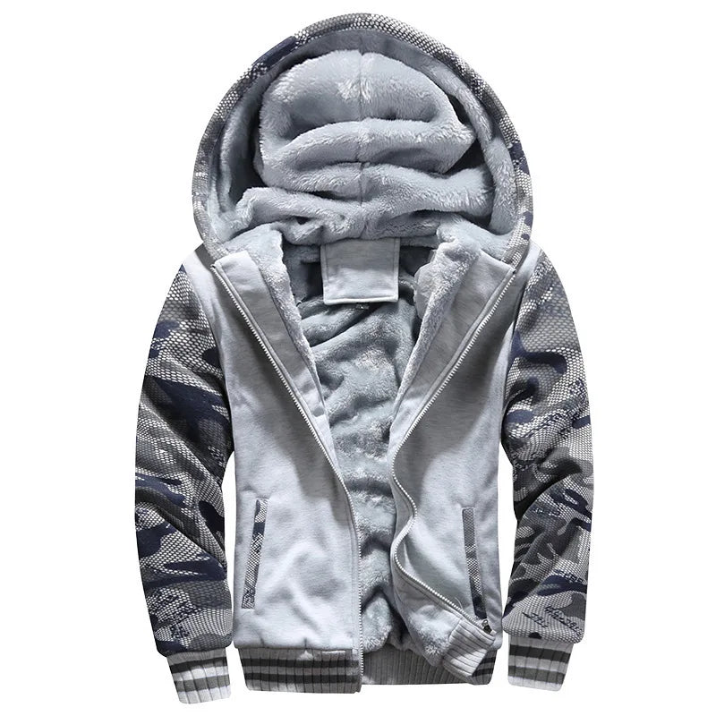 Men's Camouflage Fleece Jacket – Thick, Warm & Stylish Winter Coat