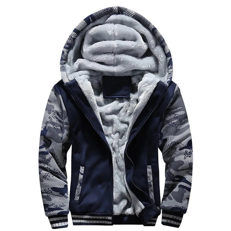 Men's Camouflage Fleece Jacket – Thick, Warm & Stylish Winter Coat