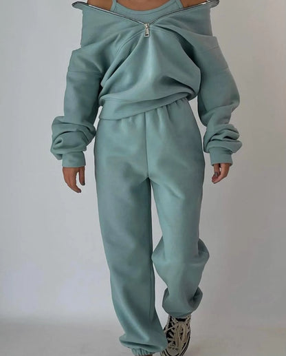 Women's Stylish Warm Tracksuit Set: 2 – Piece Casual Sportswear