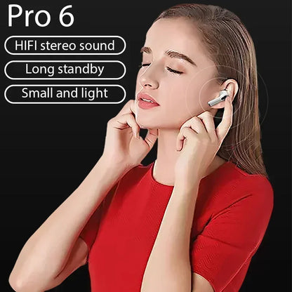 🔥 Pro 6 TWS Wireless Earbuds – Noise-Cancelling Power with Built-In Mic | Seamless Bluetooth Headset for iPhone & Android 🔥