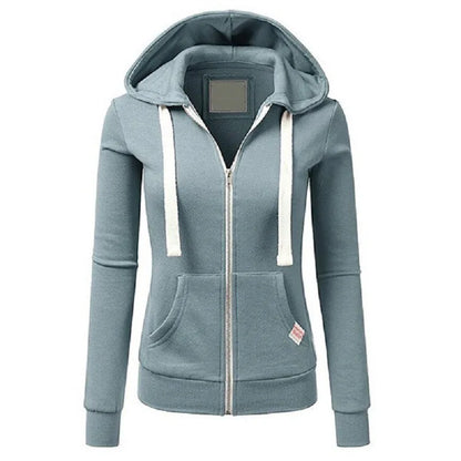 2024 AW Women's Sporty Zip-Up Woolen Hoodie