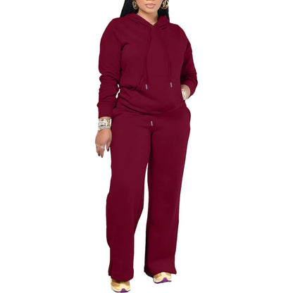 Plus Size Women's Fall/Winter Hoodie Jogger Set