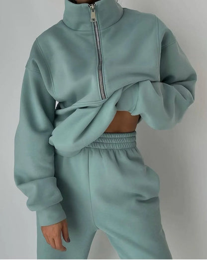 Women's Stylish Warm Tracksuit Set: 2 – Piece Casual Sportswear