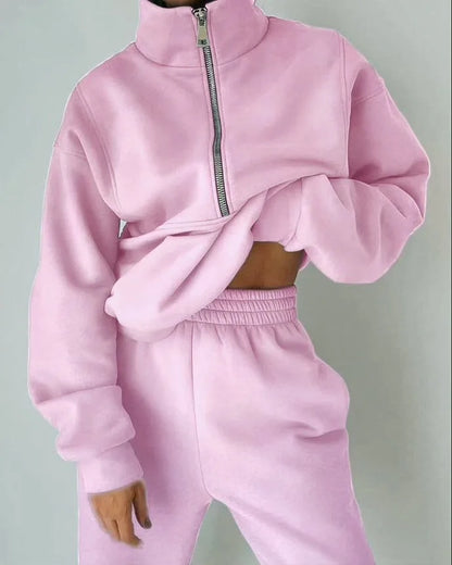Women's Stylish Warm Tracksuit Set: 2 – Piece Casual Sportswear