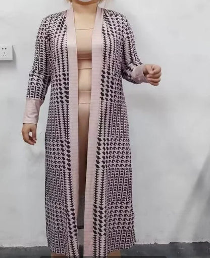 Leopard Print Women's Cardigan Open Front Longline Coat Casual Loose Versatile Jacket