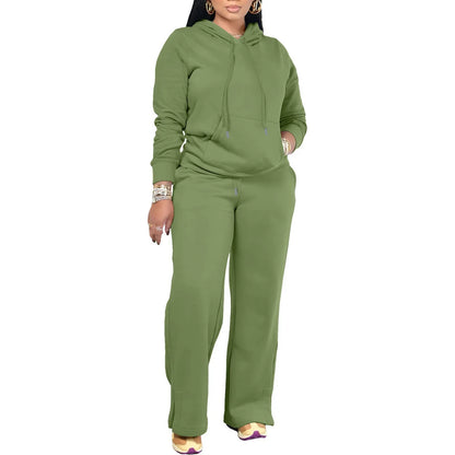 Plus Size Women's Fall/Winter Hoodie Jogger Set