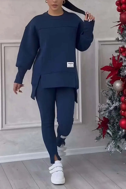 Women's Chic 2-Piece Sweatshirt & Slim Fit Pants Set – Casual & Sporty