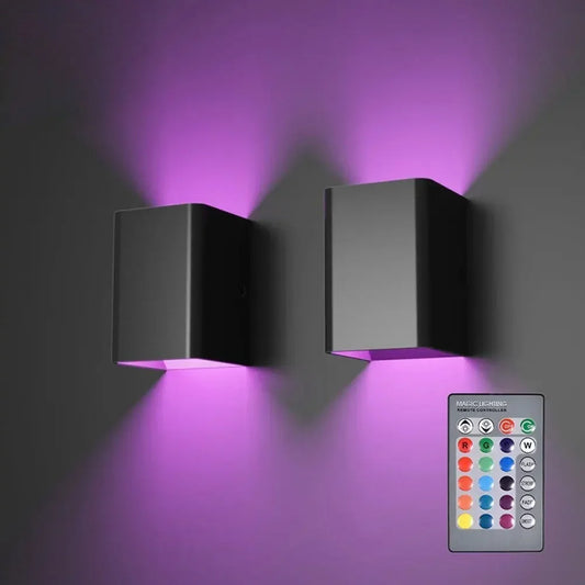 Dimmable Multicolor Square LED Wall Lamp – Remote-Control Accent Light for Bedroom or Hallway