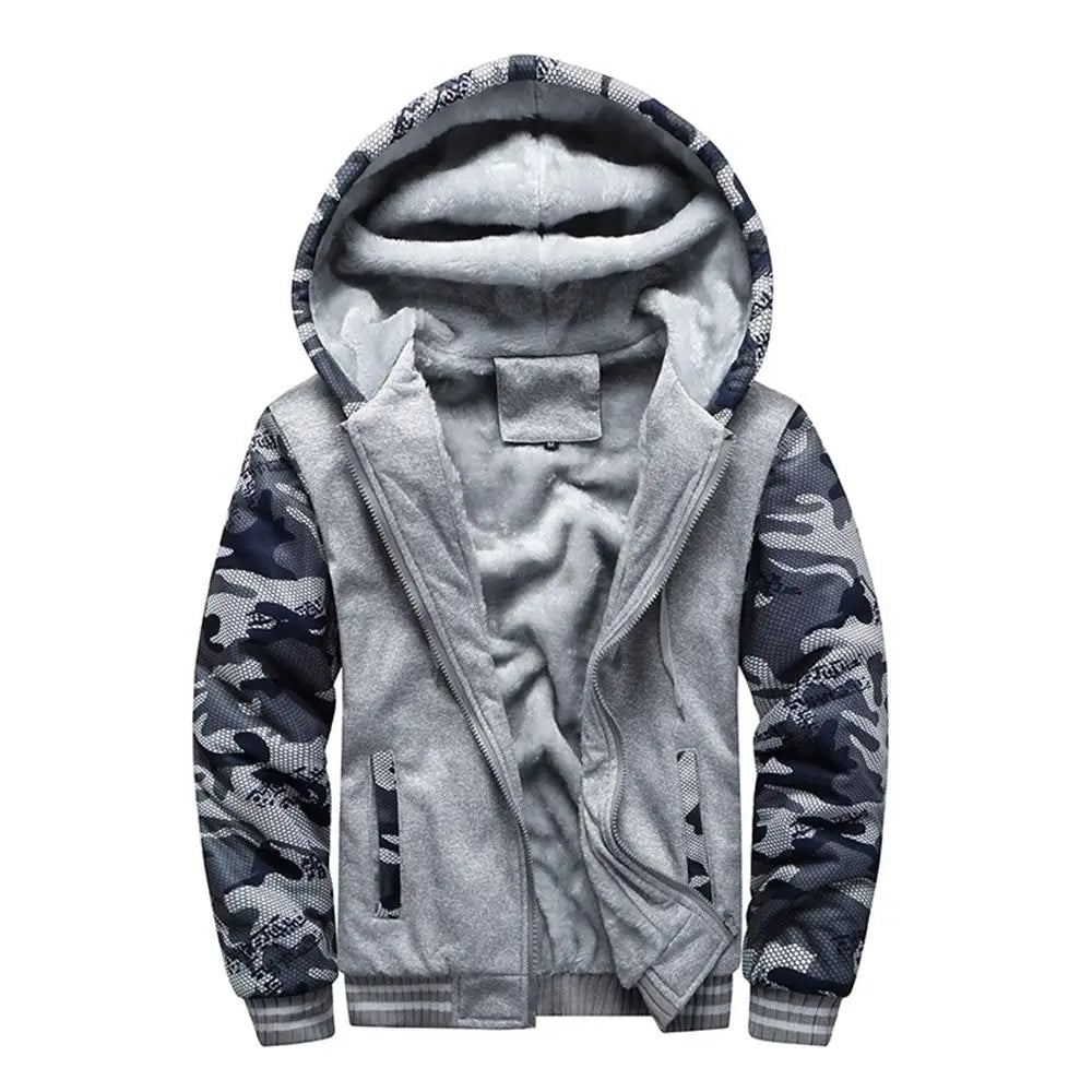 Men's Camouflage Fleece Jacket – Thick, Warm & Stylish Winter Coat