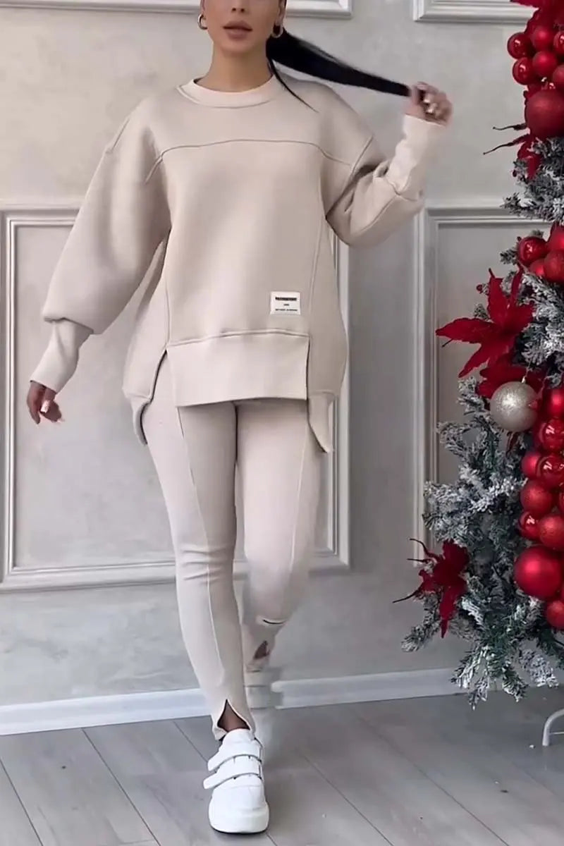 Women's Chic 2-Piece Sweatshirt & Slim Fit Pants Set – Casual & Sporty