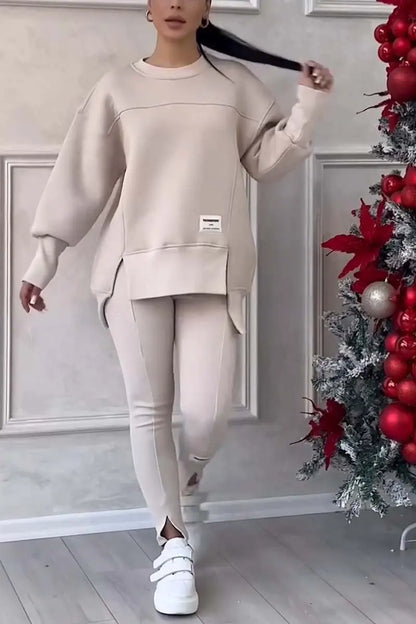 Women's Chic 2-Piece Sweatshirt & Slim Fit Pants Set – Casual & Sporty