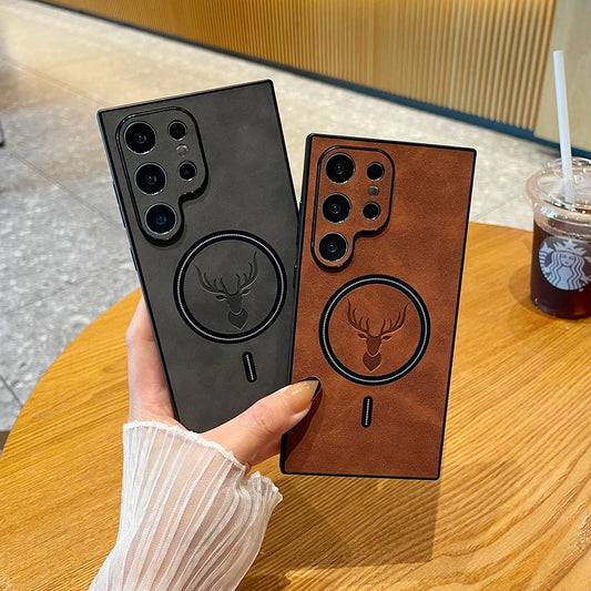 Elk Deer Leather Magnetic Wireless Case – Samsung