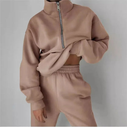 Women's Stylish Warm Tracksuit Set: 2 – Piece Casual Sportswear