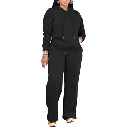 Plus Size Women's Fall/Winter Hoodie Jogger Set