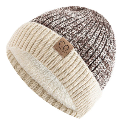 Unisex Two-Tone Winter Beanie Cap with Fur Lining