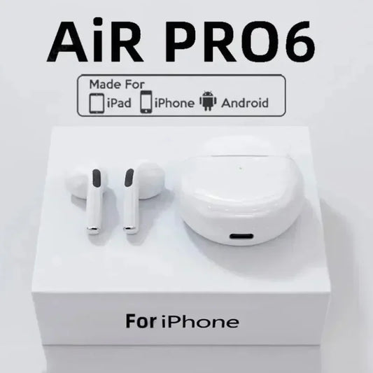 🔥 Pro 6 TWS Wireless Earbuds – Noise-Cancelling Power with Built-In Mic | Seamless Bluetooth Headset for iPhone & Android 🔥