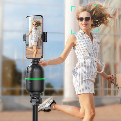 TrackMate 360° Auto Phone Tripod – Hands-Free Face Tracking with Remote & Gesture Control