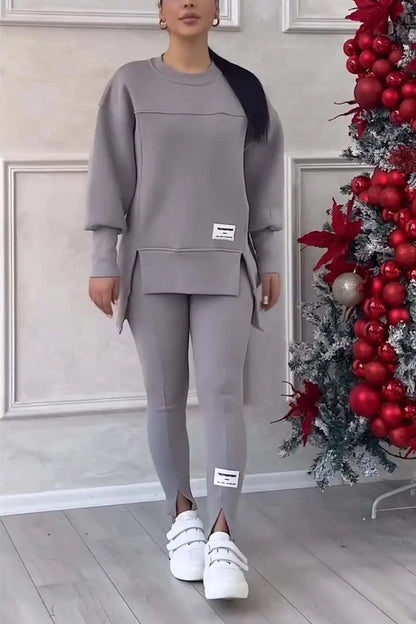 Women's Chic 2-Piece Sweatshirt & Slim Fit Pants Set – Casual & Sporty