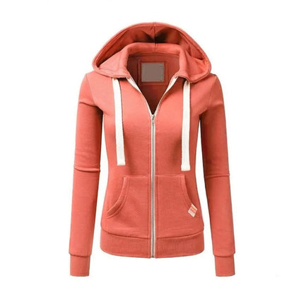 2024 AW Women's Sporty Zip-Up Woolen Hoodie