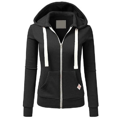 2024 AW Women's Sporty Zip-Up Woolen Hoodie