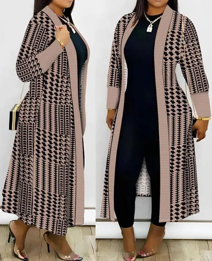 Leopard Print Women's Cardigan Open Front Longline Coat Casual Loose Versatile Jacket