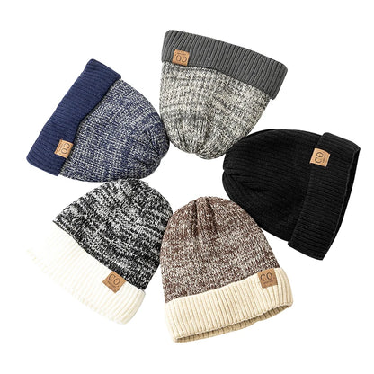 Unisex Two-Tone Winter Beanie Cap with Fur Lining
