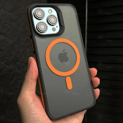 Bicolor Magnetic Phone Case with Shockproof Bumper Hard Cover for iPhone