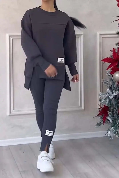 Women's Chic 2-Piece Sweatshirt & Slim Fit Pants Set – Casual & Sporty