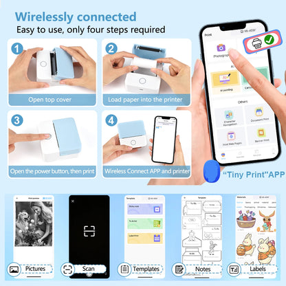 Mini Bluetooth Thermal Printer – Inkless Portable Photo & Sticker Label Machine