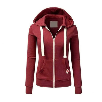 2024 AW Women's Sporty Zip-Up Woolen Hoodie