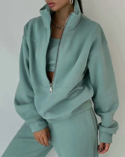 Women's Stylish Warm Tracksuit Set: 2 – Piece Casual Sportswear