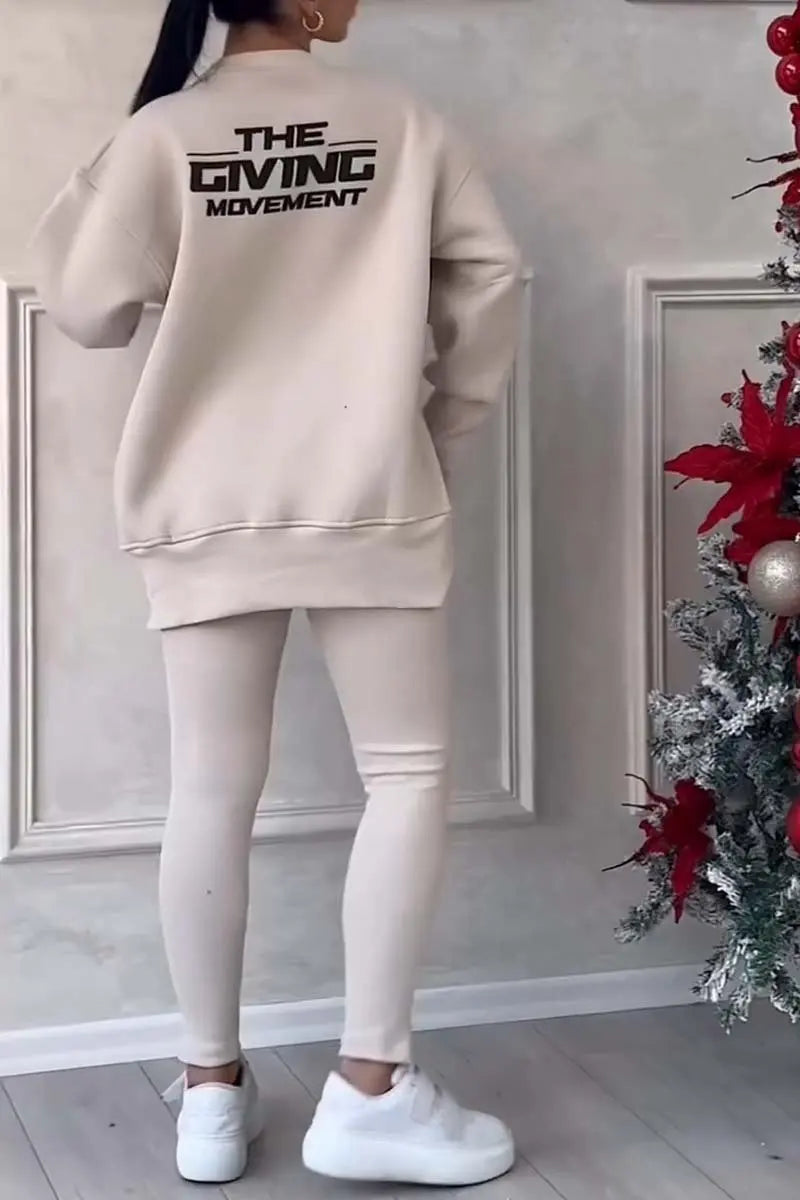 Women's Chic 2-Piece Sweatshirt & Slim Fit Pants Set – Casual & Sporty