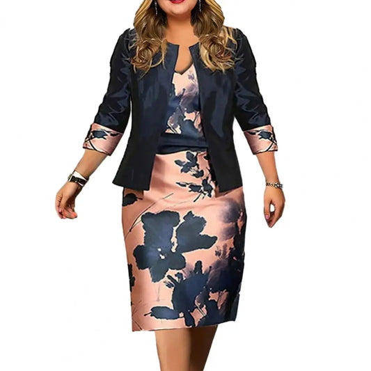Floral Print Dress with Matching Blazer