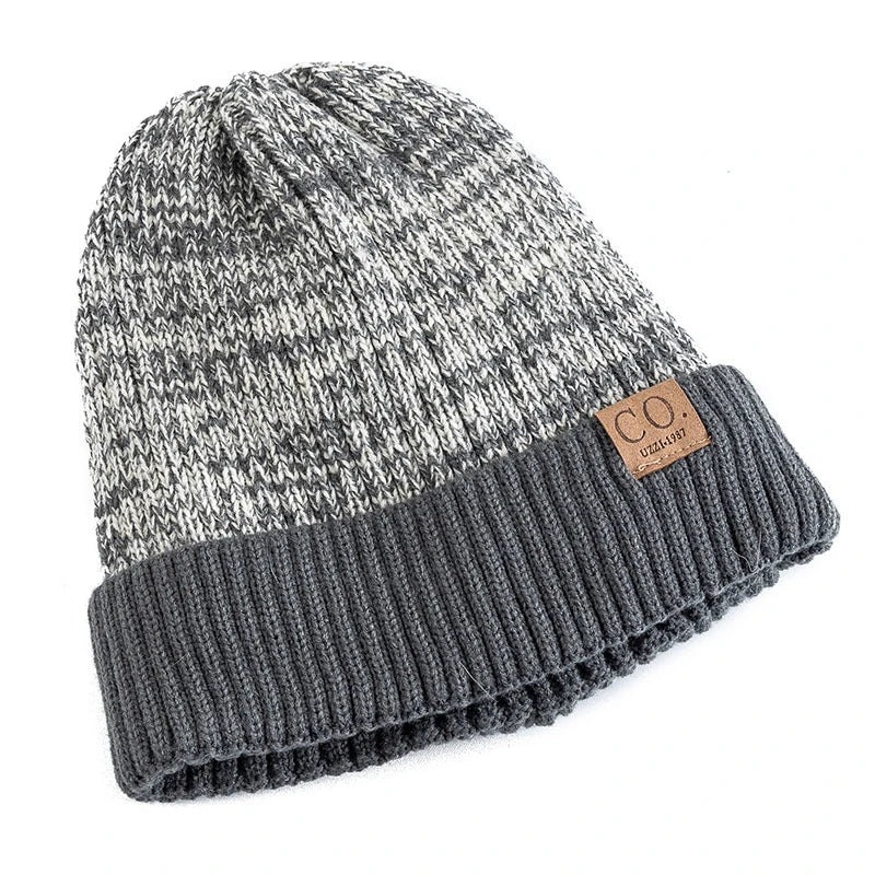 Unisex Two-Tone Winter Beanie Cap with Fur Lining