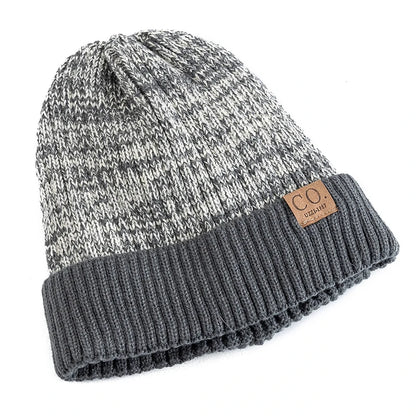 Unisex Two-Tone Winter Beanie Cap with Fur Lining