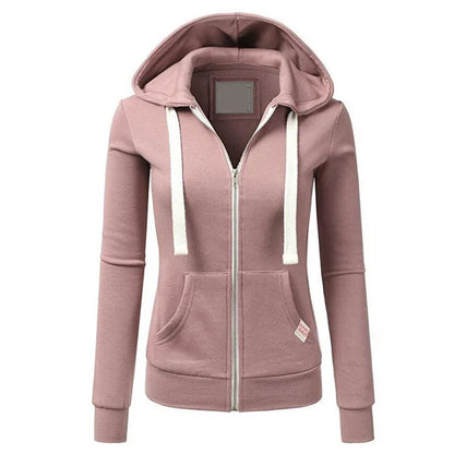 2024 AW Women's Sporty Zip-Up Woolen Hoodie