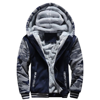 Men's Camouflage Fleece Jacket – Thick, Warm & Stylish Winter Coat