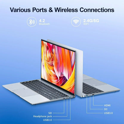 15.6" Portable Laptop, 32GB RAM, 2TB SSD, Windows 11, 4K, Backlit, Fingerprint, Intel N5095