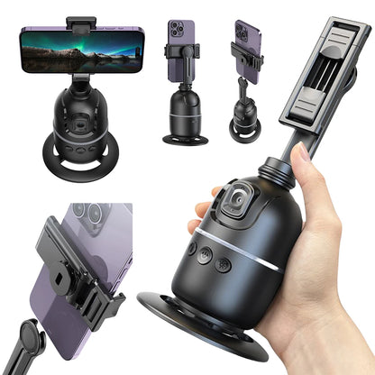 TrackMate 360° Auto Phone Tripod – Hands-Free Face Tracking with Remote & Gesture Control