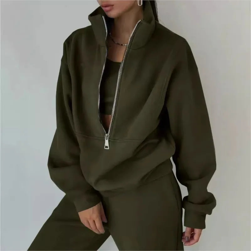 Women's Stylish Warm Tracksuit Set: 2 – Piece Casual Sportswear