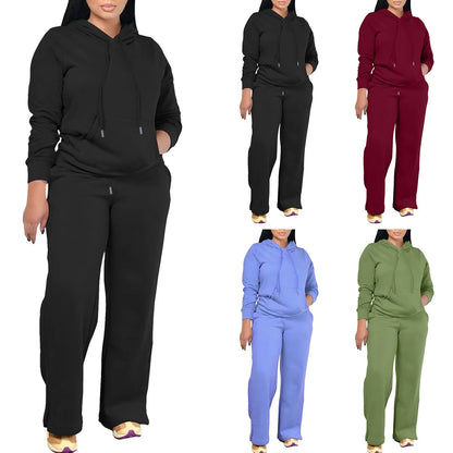 Plus Size Women's Fall/Winter Hoodie Jogger Set