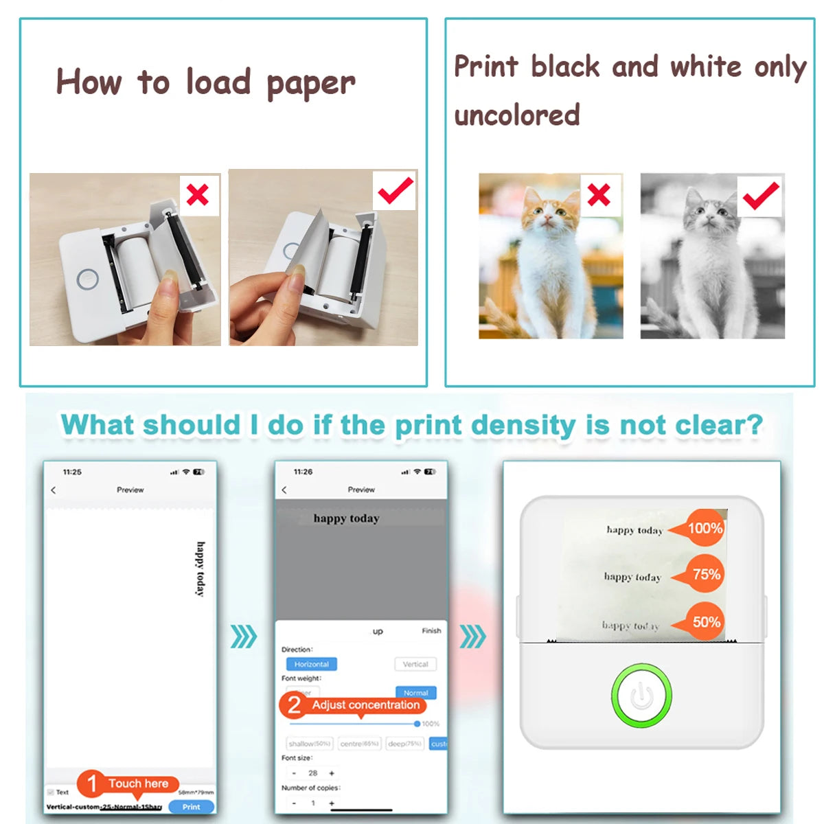 Mini Bluetooth Thermal Printer – Inkless Portable Photo & Sticker Label Machine