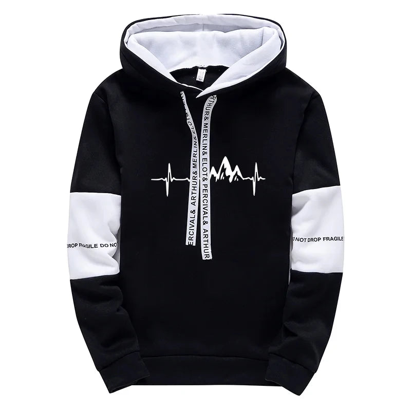 Men's Versatile Printed Tracksuit – Casual Streetwear Hoodie & Joggers