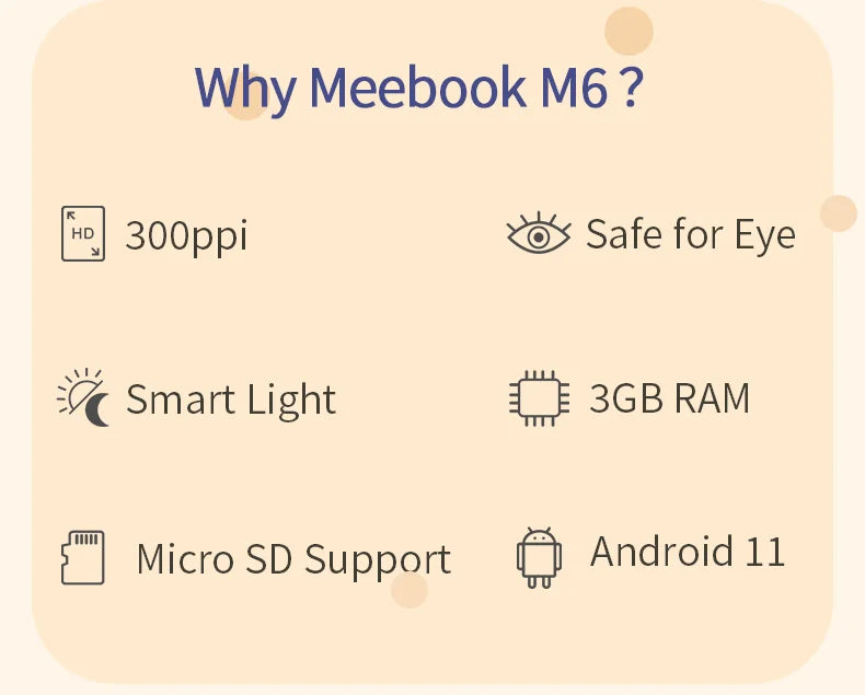 2023 NEW  Onyx MEEBOOK  E-book Reader 6-inch Android 11 Operating System With 3GB RAM and Dual Color Headlights