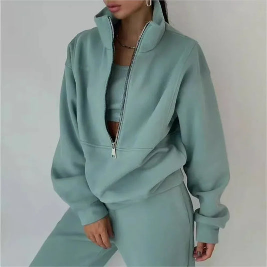 Women's Stylish Warm Tracksuit Set: 2 – Piece Casual Sportswear