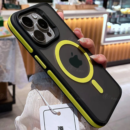 Bicolor Magnetic Phone Case with Shockproof Bumper Hard Cover for iPhone