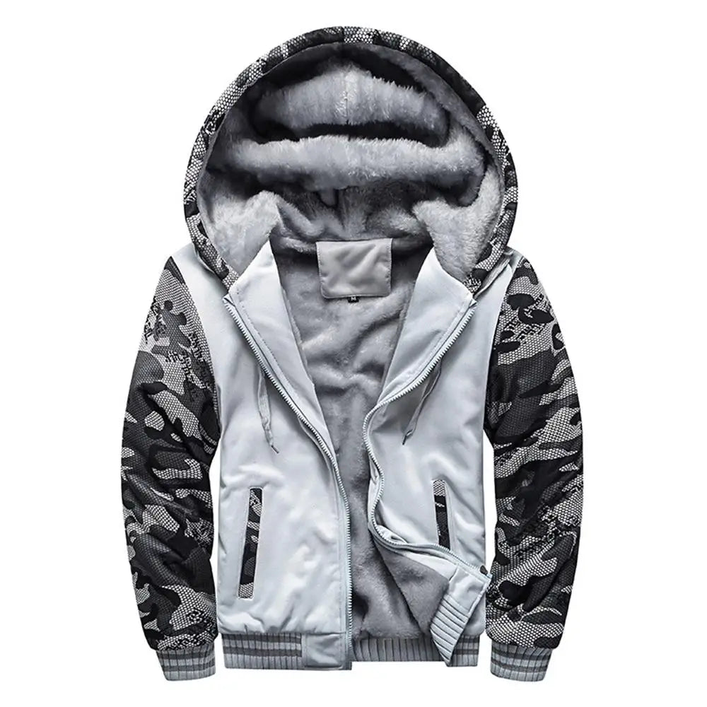 Men's Camouflage Fleece Jacket – Thick, Warm & Stylish Winter Coat